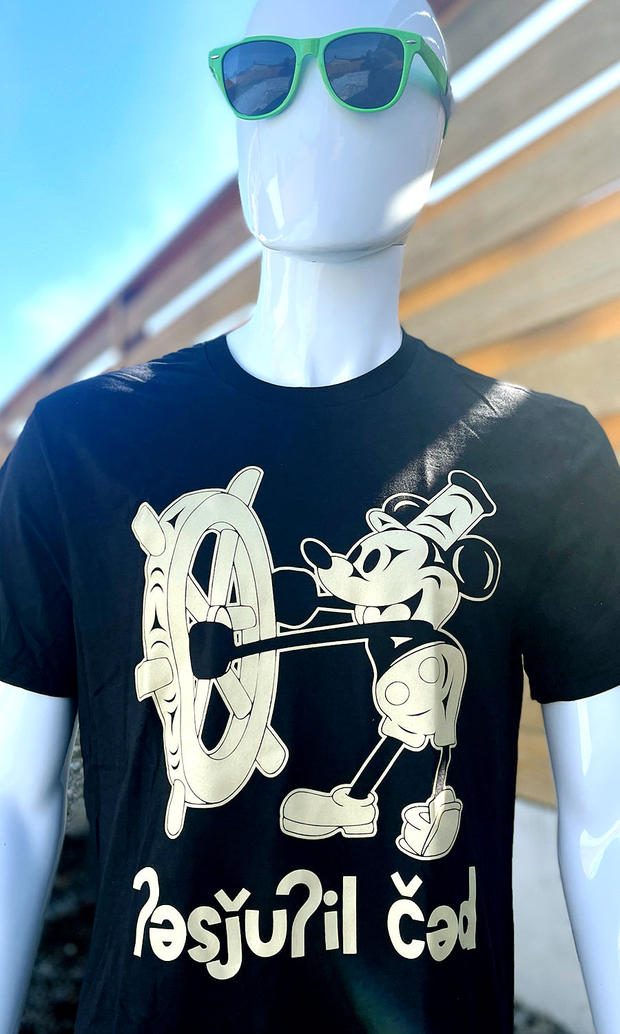Coast Salish Steamboat Willie T-Shirt (Black)