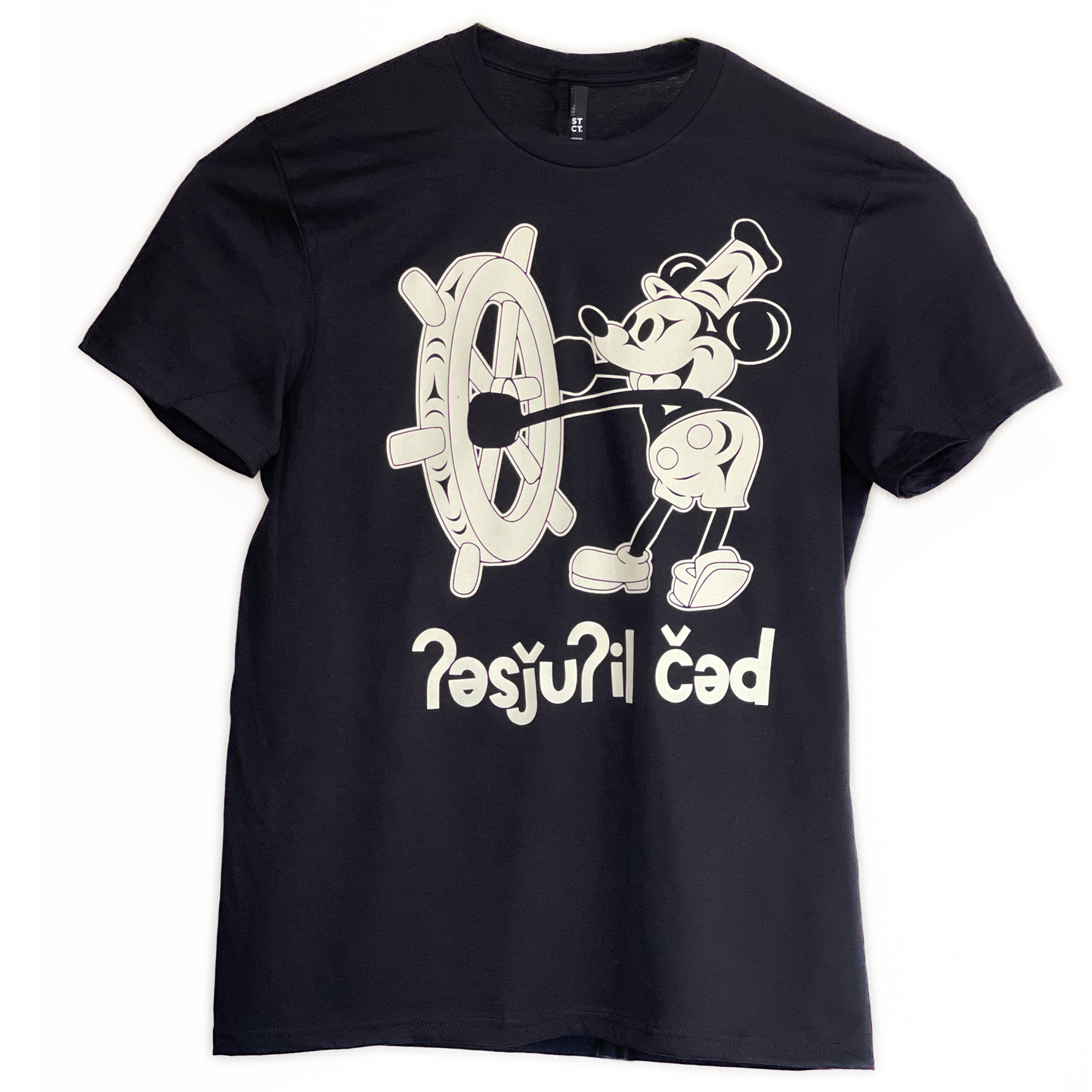 Coast Salish Steamboat Willie T-Shirt (Black)