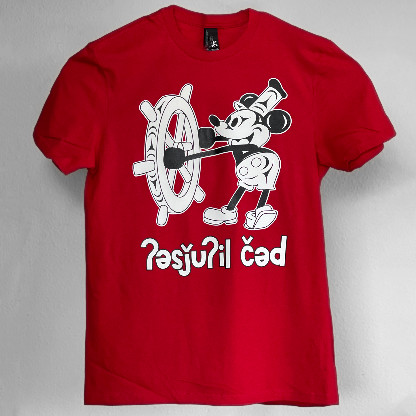 Coast Salish Steamboat Willie T-Shirt (Red)