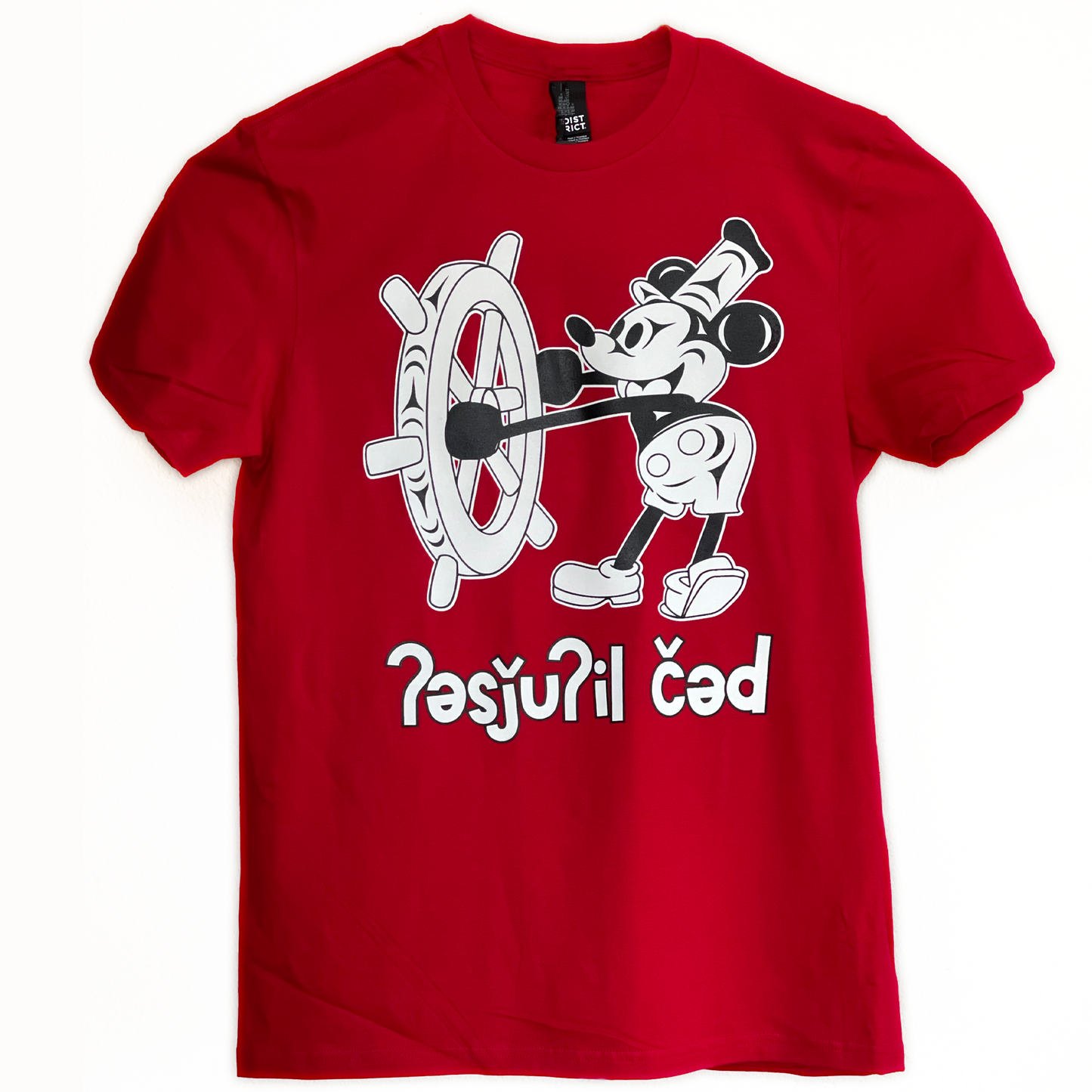 Coast Salish Steamboat Willie T-Shirt (Red)